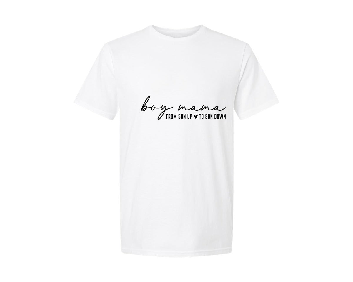 brand:Generic|color:White|Boy Mama From Son Up To Son Down 3 Graphic T-Shirt