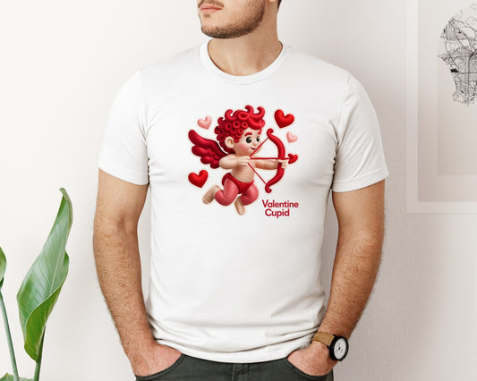Crochet Valentine Cupid Flying Shirt Graphic T-Shirt