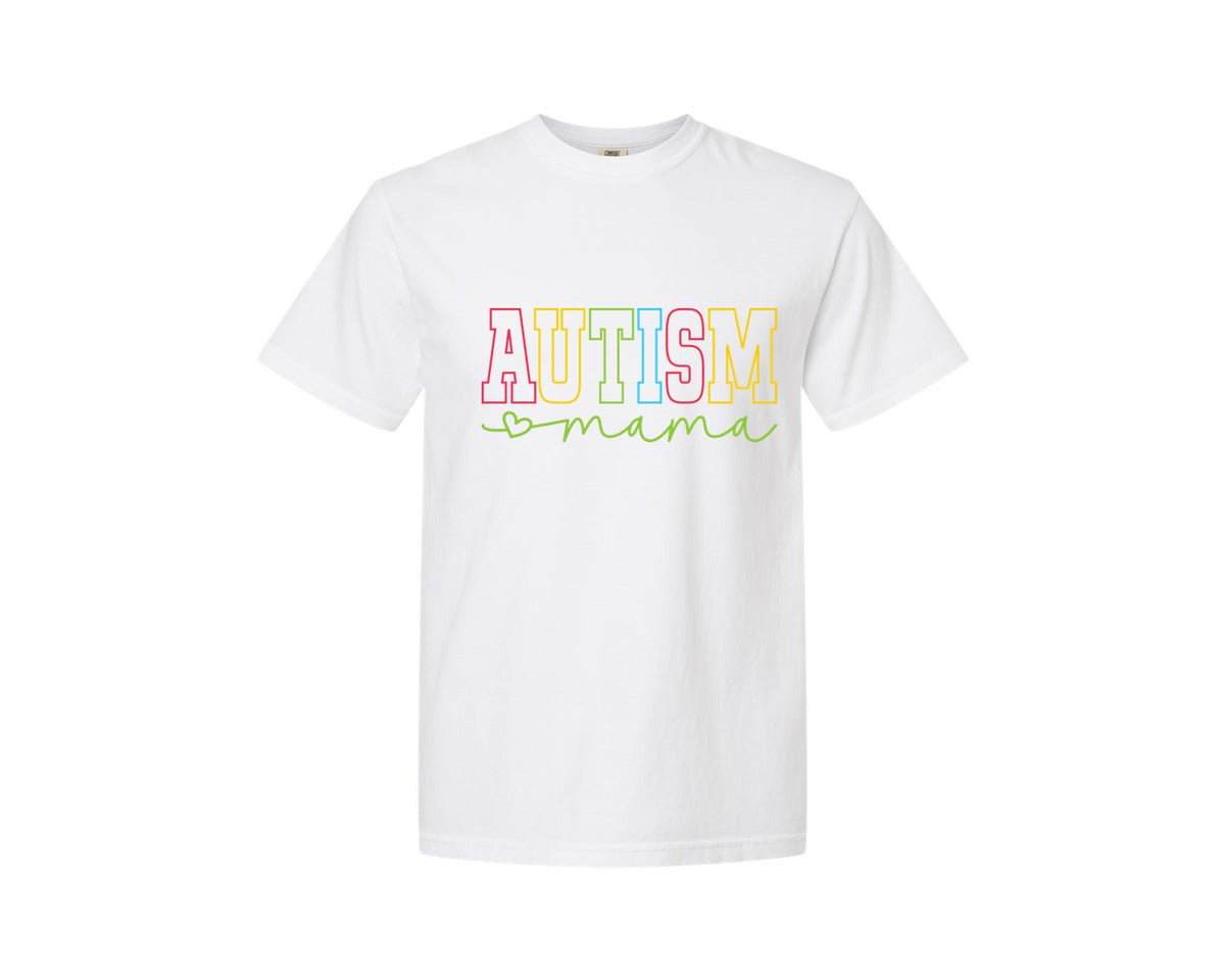 brand:Comfort Colors|color:White|Autism Mama Awareness Graphic T-Shirt