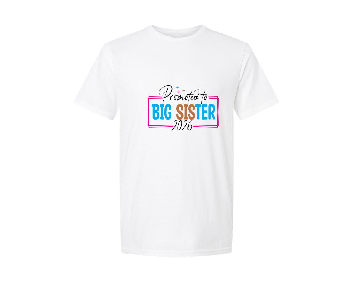 brand:Generic|color:White|Promoted To Big Sister 62 Graphic T-Shirt
