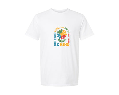brand:Generic|color:White|Be Kind Retro Flower T Shirt Design Graphic T-Shirt