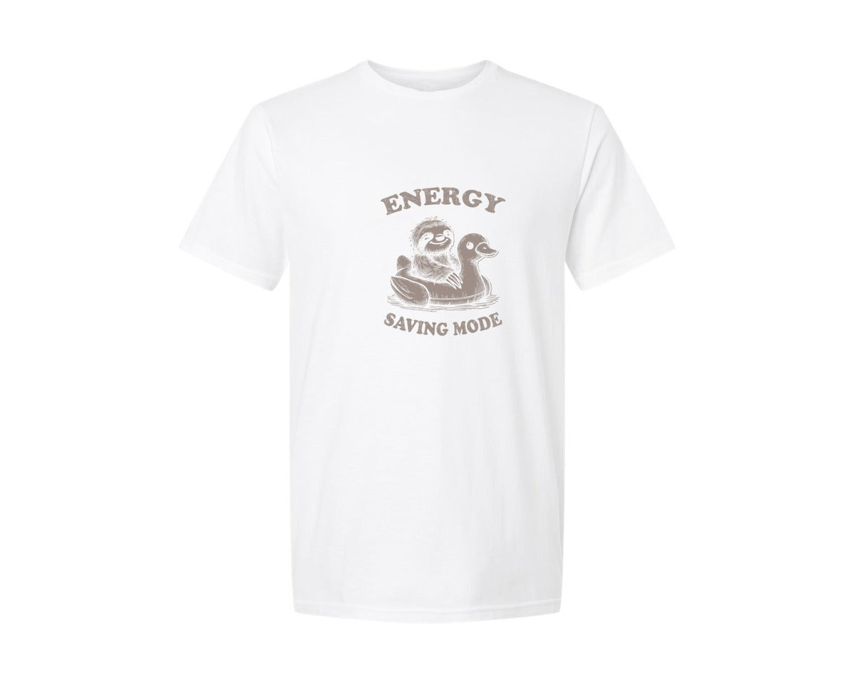 brand:Generic|color:White|Energy Saving Mode Sloth On Duck Float Graphic T-Shirt