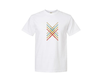 brand:Comfort Colors|color:White|Retro Vintage Drummer Stick Music Shirt Graphic T-Shirt