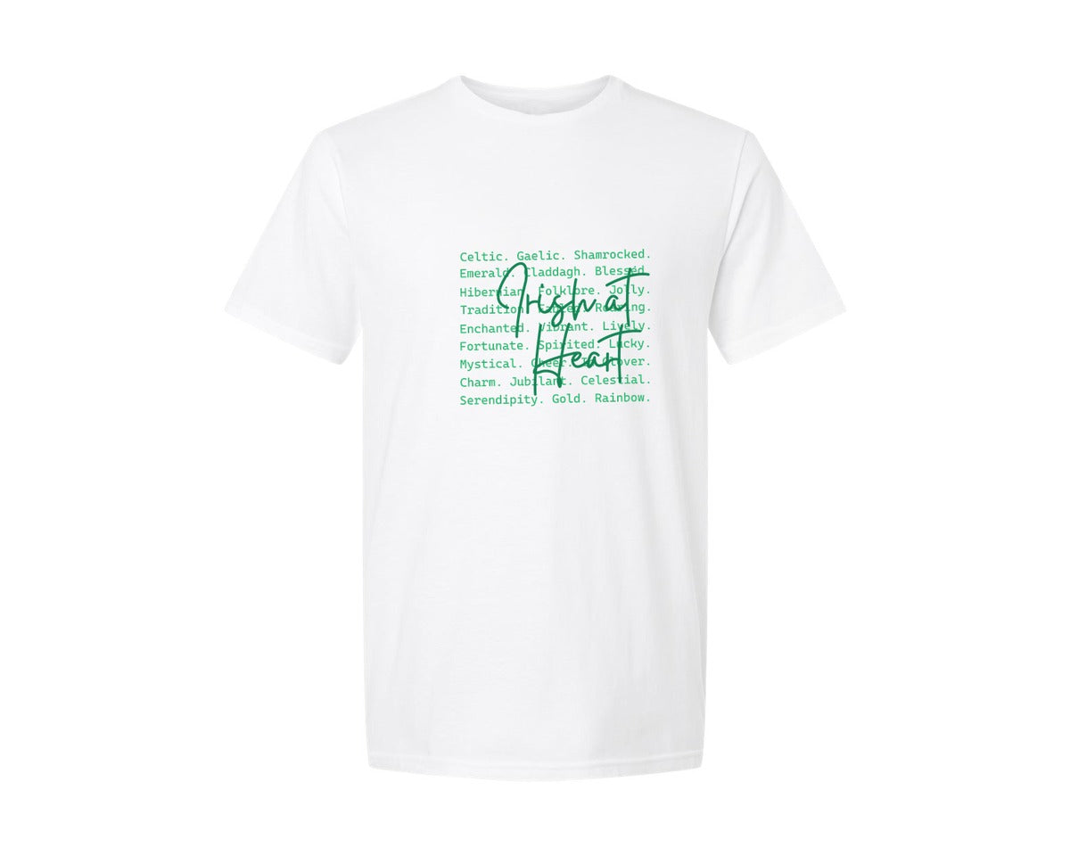 brand:Generic|color:White|Irish At Heart Words St Patricks Graphic T-Shirt