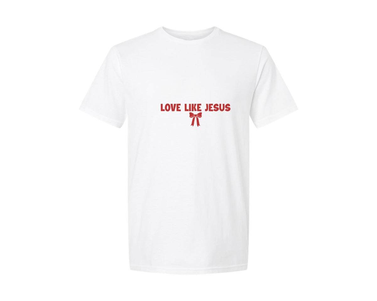 brand:Generic|color:White|Valentines Day Love Like Jesus Graphic T-Shirt