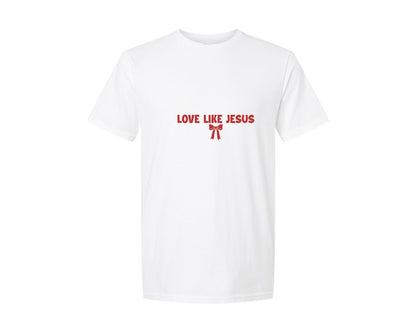 brand:Generic|color:White|Valentines Day Love Like Jesus Graphic T-Shirt