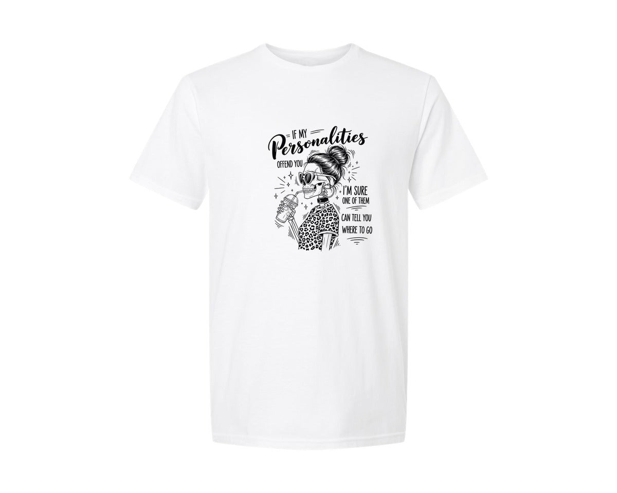 brand:Generic|color:White|If My Personalities Offend You Graphic T-Shirt
