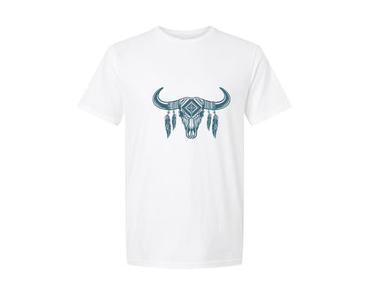 brand:Generic|color:White|Aztec Boho Western Bull Skull Longhorn 3 Graphic T-Shirt
