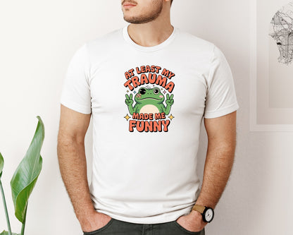 brand:Bella Canvas|color:White|Mental Health Funny Frog Shirt Graphic T-Shirt