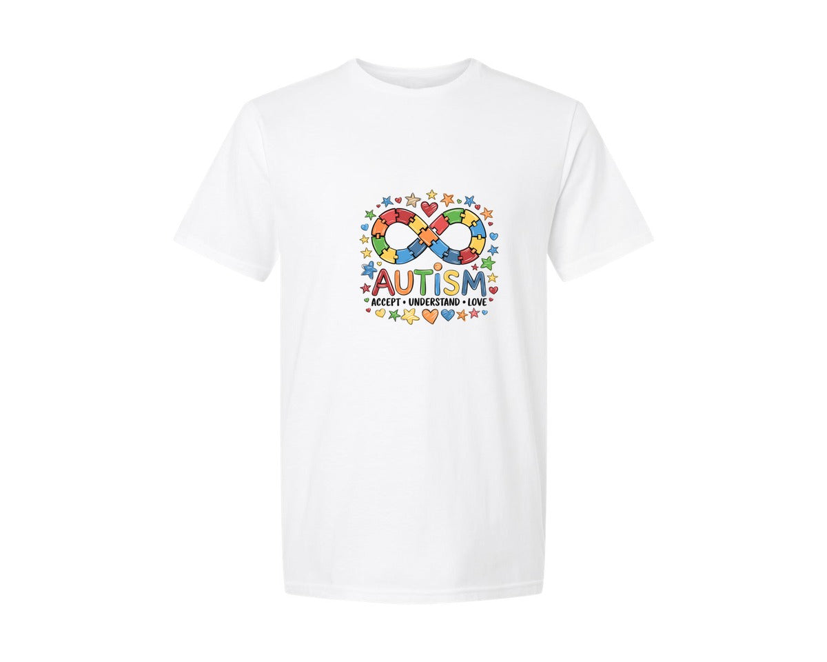 brand:Generic|color:White|Autism Infinity Puzzle Graphic T-Shirt