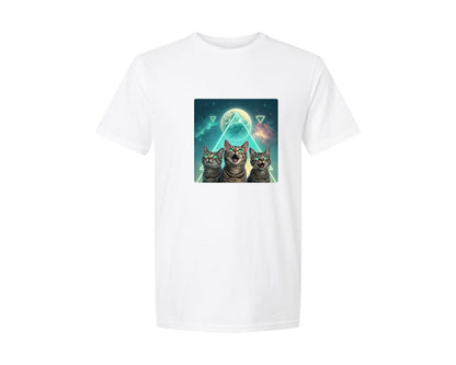 brand:Generic|color:White|Cosmic Cat Howling Moon Galaxy Cat Graphic T-Shirt