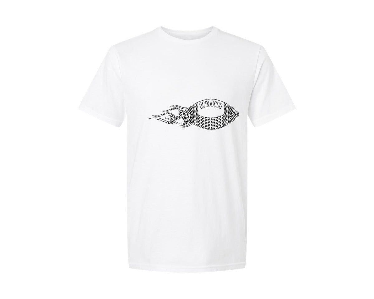 brand:Generic|color:White|Football Rhinestone 3 Graphic T-Shirt