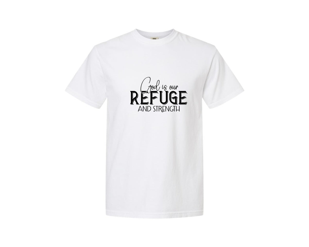 brand:Comfort Colors|color:White|God Is Our Refuge And Strength Sleeve Sv Graphic T-Shirt