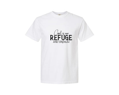 brand:Comfort Colors|color:White|God Is Our Refuge And Strength Sleeve Sv Graphic T-Shirt
