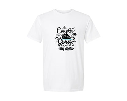 brand:Generic|color:White|Couples Cruise Svgcouple Cruising Trip Graphic T-Shirt