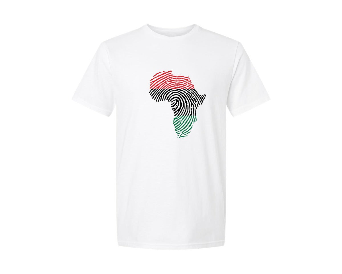 brand:Generic|color:White|Africa Flag Map Thumb Print Graphic T-Shirt