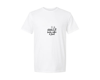 brand:Generic|color:White|Book Coffee Jesus Christian Quote Graphic T-Shirt