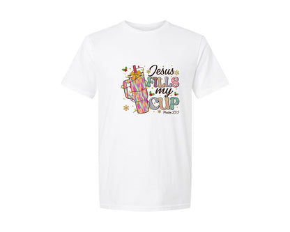 brand:Generic|color:White|Jesus Fills My Cup 7 Graphic T-Shirt