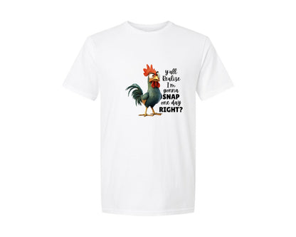 brand:Generic|color:White|Crazy Chicken Yall Realize Graphic T-Shirt