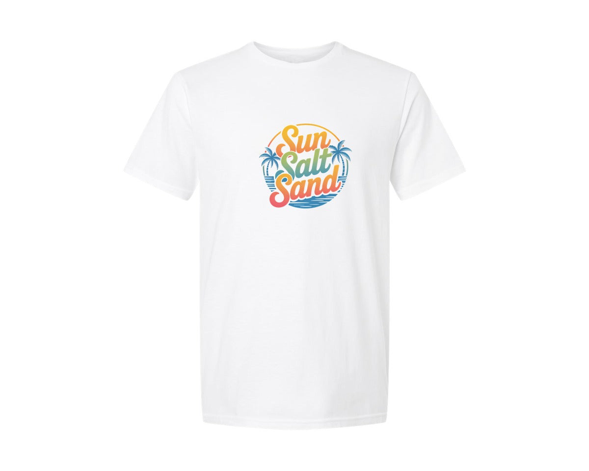 brand:Generic|color:White|Sun Salt Sand Tropical Beach Graphic T-Shirt