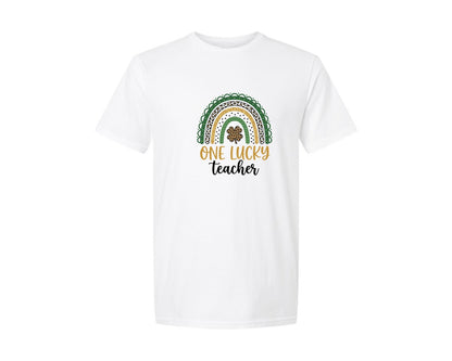 brand:Generic|color:White|One Lucky Teacher St Patricks Day 17 Graphic T-Shirt