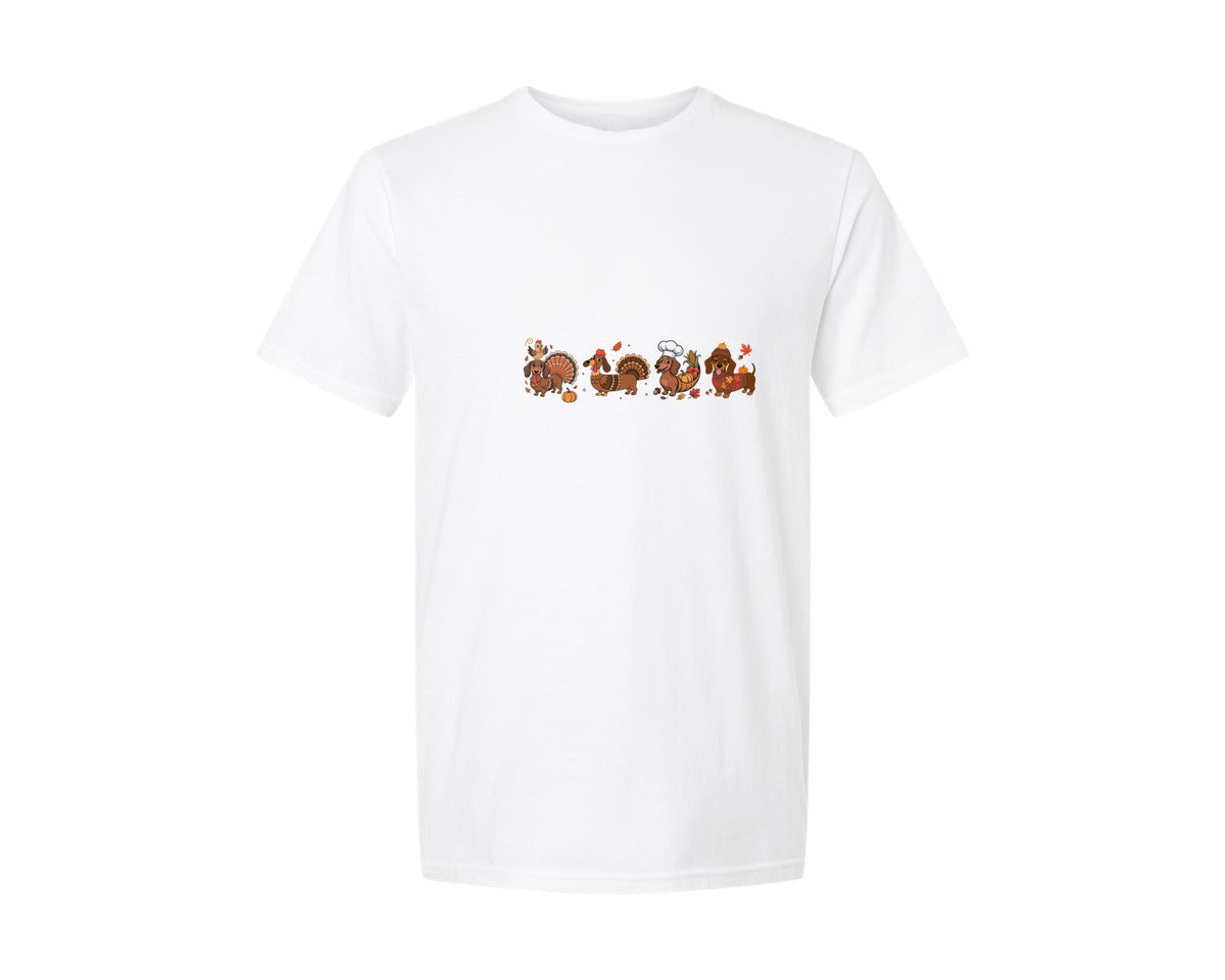 brand:Generic|color:White|Thanksgiving Dachshund Dog Lover Graphic T-Shirt