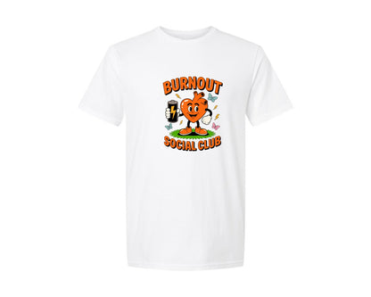 brand:Generic|color:White|Burnout Social Club Retro Cartoon Graphic T-Shirt