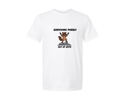 brand:Generic|color:White|Sarcastic Raccoon Surviving Purely Out 9 Graphic T-Shirt