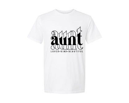 brand:Generic|color:White|Aunt Loved Kind Beautiful Graphic T-Shirt