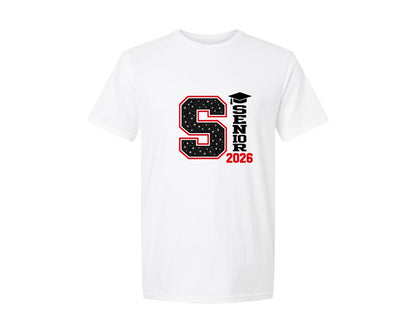 brand:Generic|color:White|Senior 2026 Letter S Graphic T-Shirt