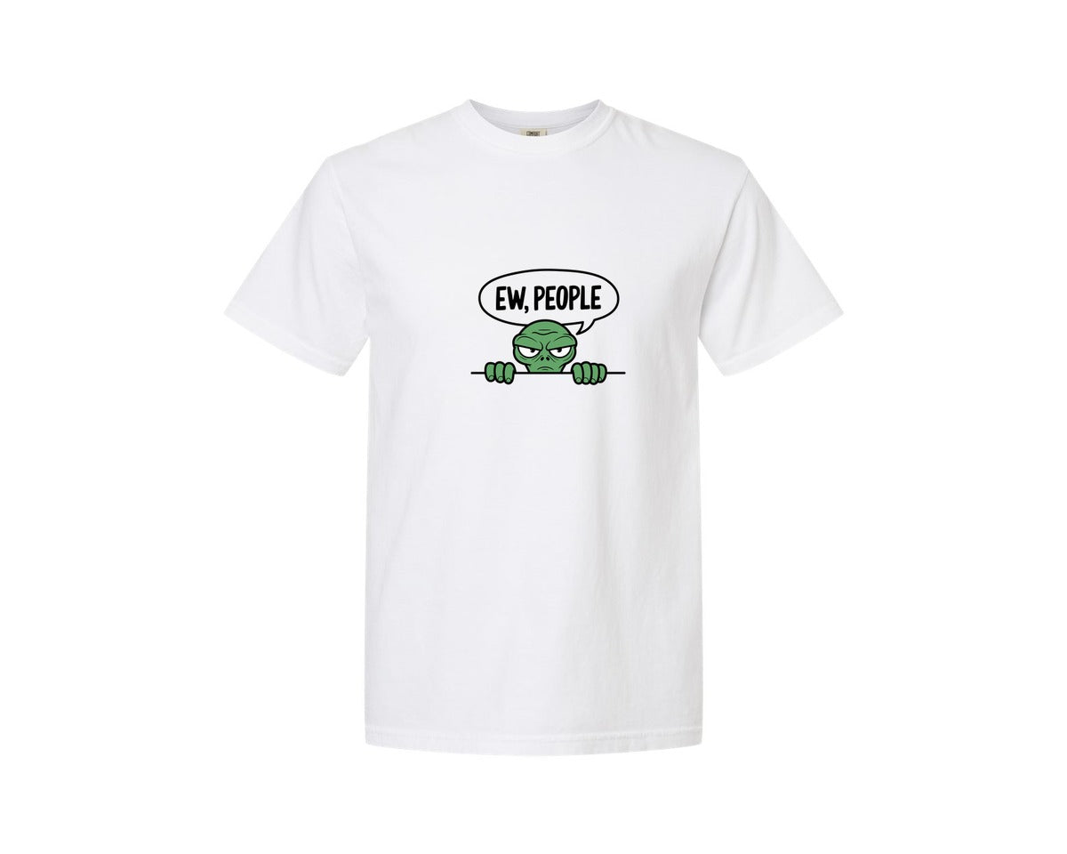 brand:Comfort Colors|color:White|Ew People Alien Ufo T Shirt Design Graphic T-Shirt