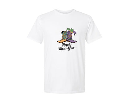 brand:Generic|color:White|Howdy Mardi Gras Graphic T-Shirt