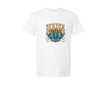 brand:Generic|color:White|Western Leopard Mama With Bow Graphic T-Shirt