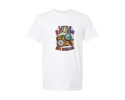 brand:Generic|color:White|Little Explorer Big Dreams Space Map Graphic T-Shirt