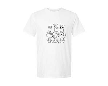 brand:Generic|color:White|Valentine Goose Just A Lovely Goose Graphic T-Shirt