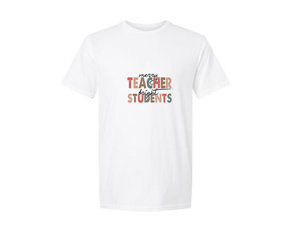 brand:Generic|color:White|Merry Teacher Bright Graphic T-Shirt