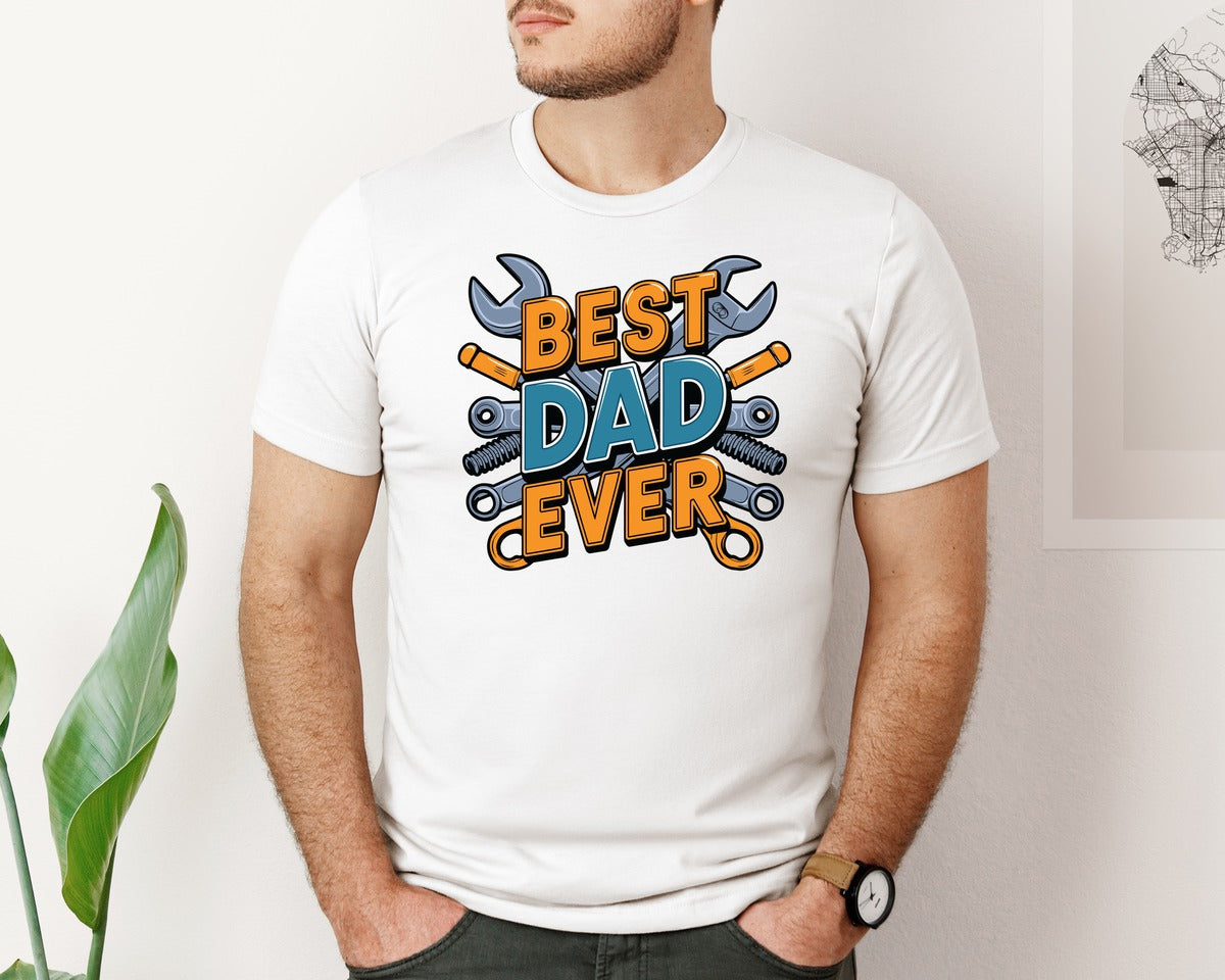 brand:Bella Canvas|color:White|Mechanic Dad 3 Graphic T-Shirt
