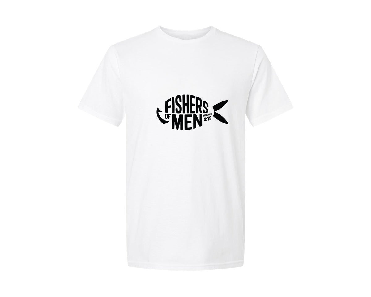 brand:Generic|color:White|Fishers Of Men Matthew 419 Jesus Fish Graphic T-Shirt