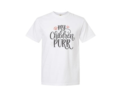 brand:Comfort Colors|color:White|My Children Purr Cute Cat Quote Graphic T-Shirt