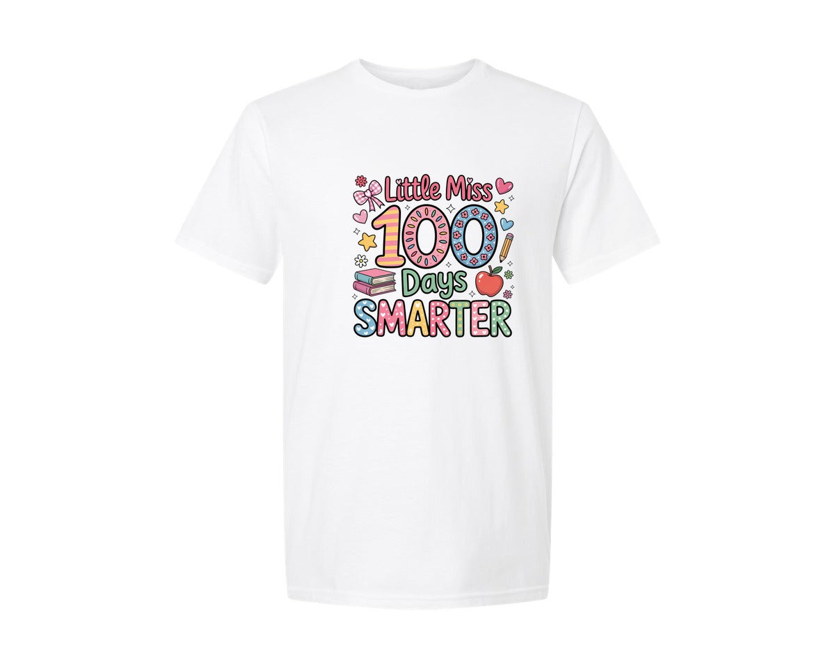 brand:Generic|color:White|100 Days Of School Little Miss 100 3 Graphic T-Shirt