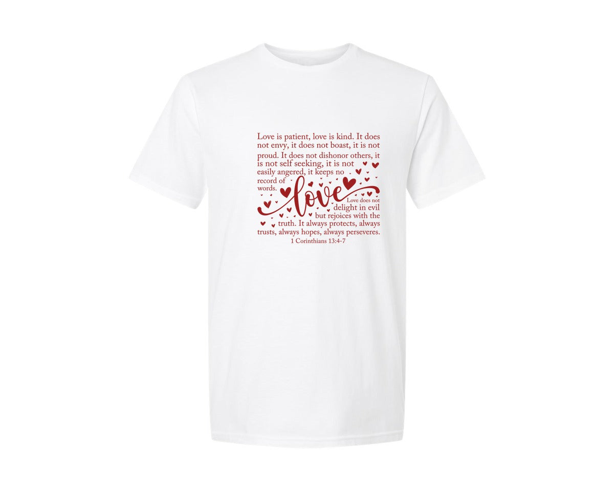 brand:Generic|color:White|Love Is Patient Valentine Heart 14 Graphic T-Shirt