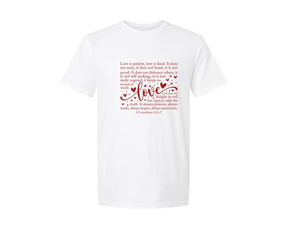 brand:Generic|color:White|Love Is Patient Valentine Heart 14 Graphic T-Shirt
