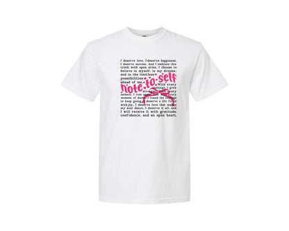 brand:Comfort Colors|color:White|Mental Health Pngnote To Self Words Graphic T-Shirt