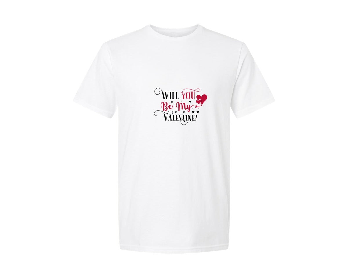 brand:Generic|color:White|Will You Be My Valentine Design 60 Graphic T-Shirt