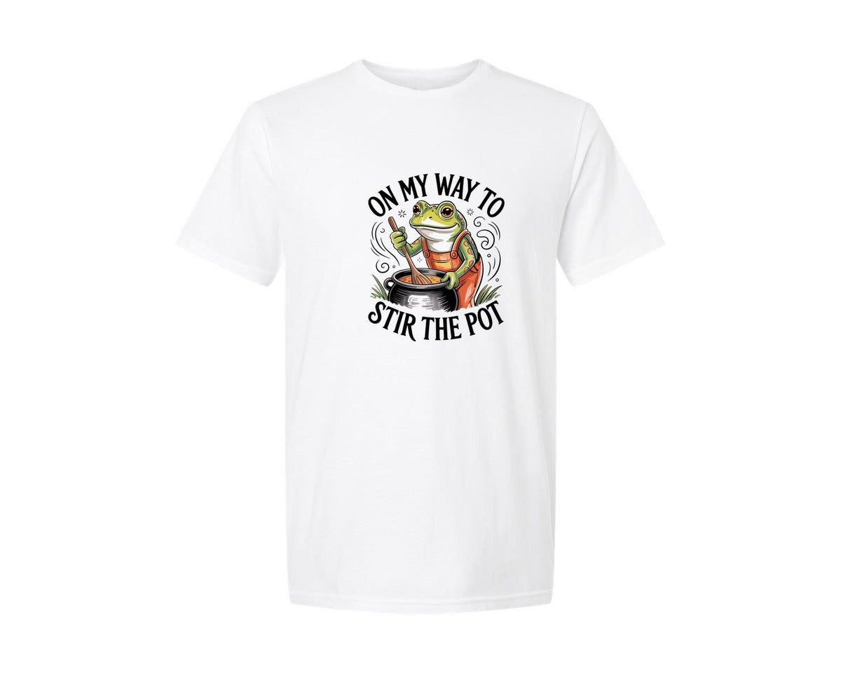 brand:Generic|color:White|On My Way To Stir The Pot 11 Graphic T-Shirt