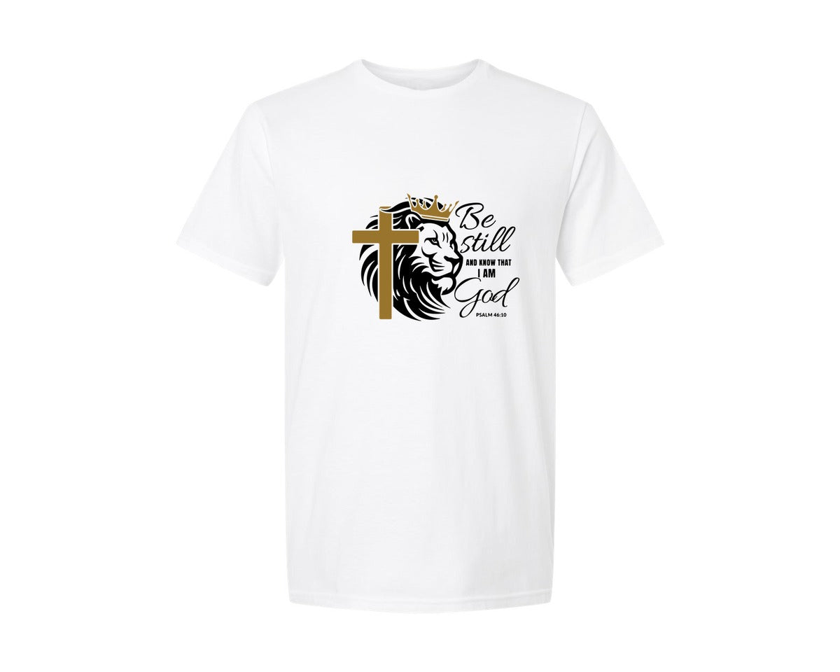brand:Generic|color:White|Psalm 46 10 Svglion Of Judah Graphic T-Shirt
