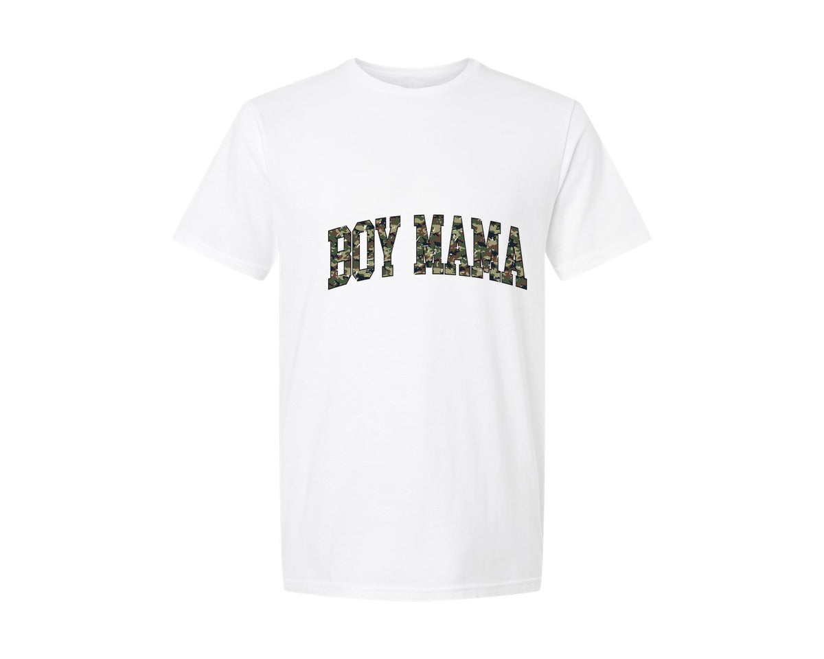 brand:Generic|color:White|Camo Boy Mama Retro Camouflage Mom Graphic T-Shirt