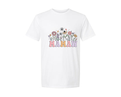 brand:Generic|color:White|Mamaw Flower Mothers Day Graphic T-Shirt