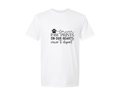 brand:Generic|color:White|Forever Paw Prints On Our Hearts Graphic T-Shirt