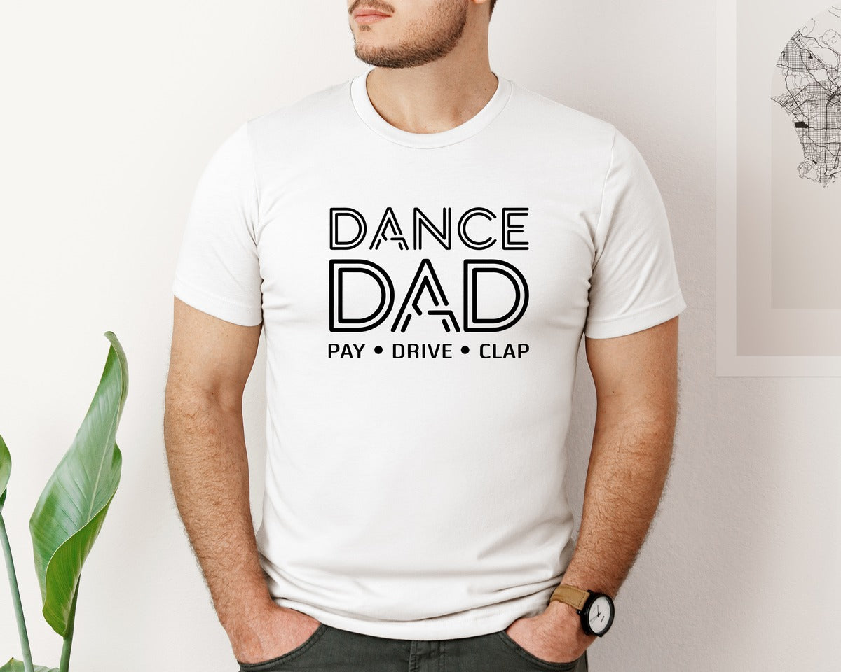 brand:Bella Canvas|color:White|Modern Minimalist Dance Dad Badge Graphic T-Shirt